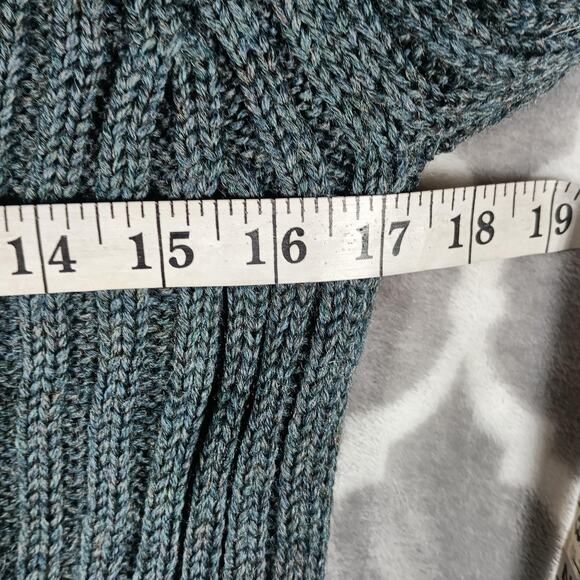 WoolOvers Cardigan Sweater Womens Small Green 100% Wool Cable Knit Pockets - Picture 5 of 8